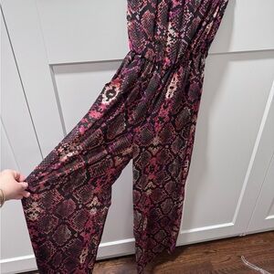 Xhilaration Pink and Black Snake Print Jumpsuit